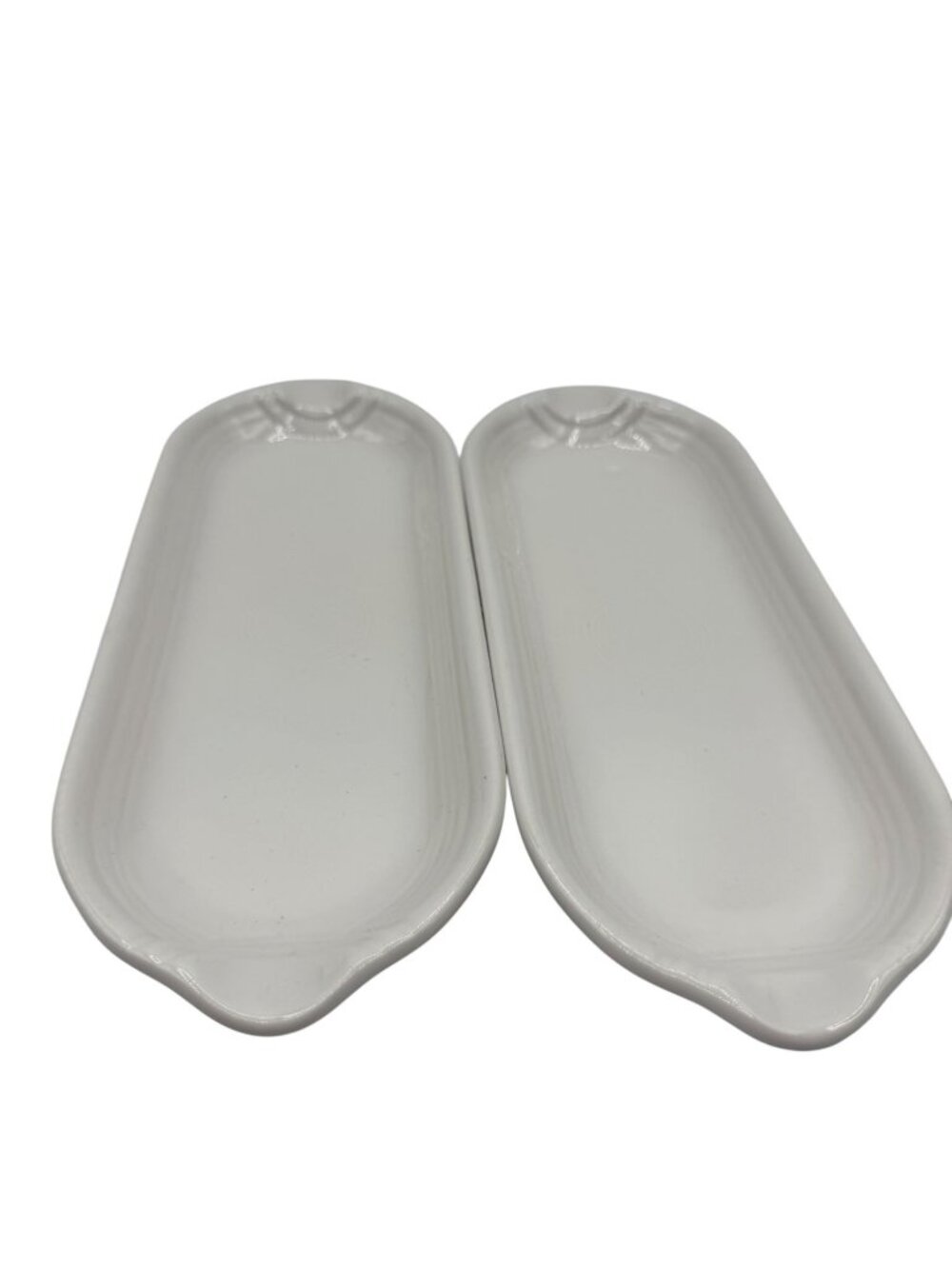 Vintage White HLC Fiesta USA White Ceramic Relish Corn Cob Trays Set of 2